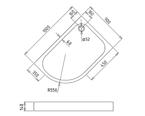 Акриловый поддон для душа Gemy 100х90 ST19 R Белый