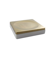 Мыльница квадратная белый-золото