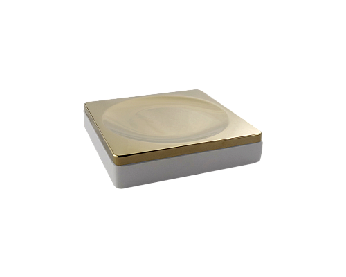 Мыльница квадратная белый-золото