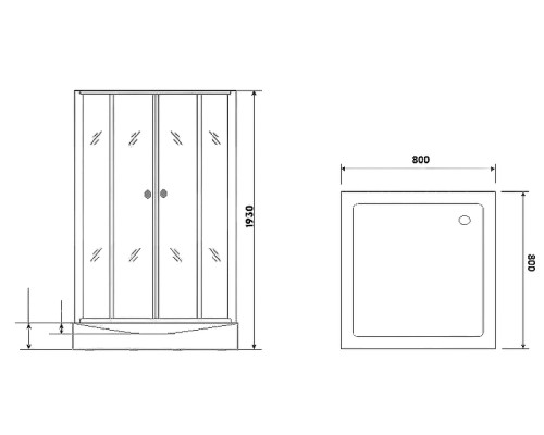 Душевой уголок Parly 80x80 ZQ8111 профиль Хром стекло прозрачное с рисунком