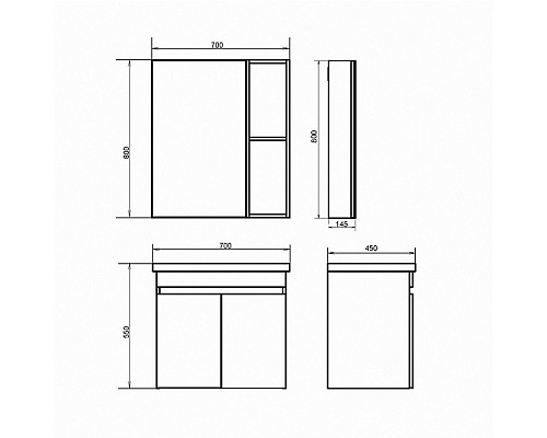 Тумба с раковиной Comforty Осло 70ПД 00-00006118 подвесная Бетон светлый
