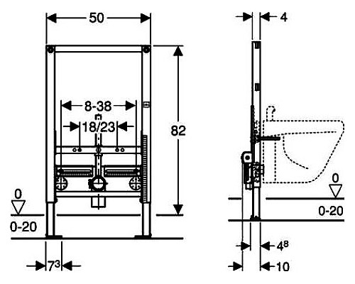 Инсталляция Geberit Duofix 111.524.00.1 для биде без угловых фитингов