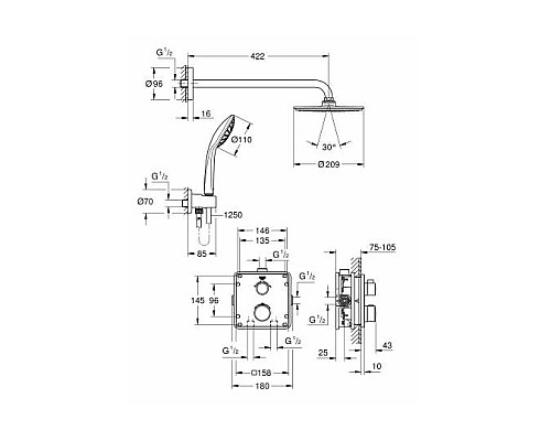 Душевая система Grohe Grohtherm 34734000 с термостатом Хром