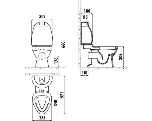 Унитаз компакт Creavit Cocuk CK310-11CB00E-FF00+KC0802.01.1000E Белый с декором с сиденьем без бачка