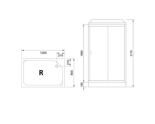 Душевая кабина Royal Bath HP 120х80 с гидромассажем задняя стенка Белая