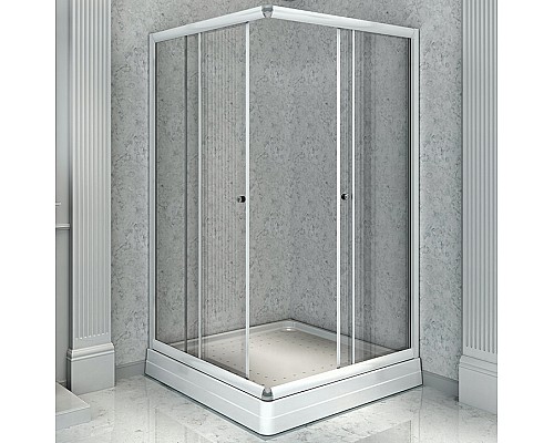 Душевой уголок Radomir 100x100 1-03-1-0-0-1190 с поддоном профиль Белый стекло прозрачное