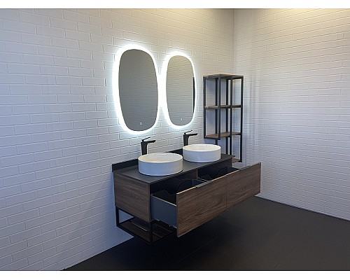 Тумба с раковинами Comforty Порто 120-2 00-00001287 подвесная Дуб темно-коричневый