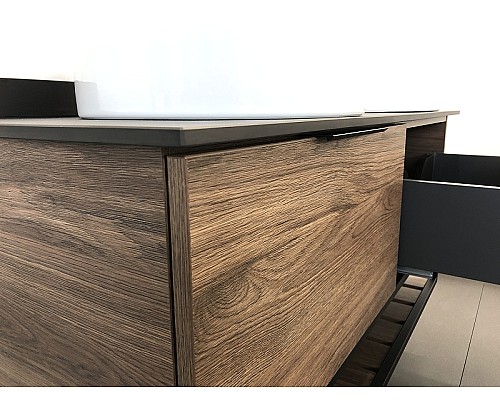 Тумба с раковинами Comforty Порто 120-2 00-00001287 подвесная Дуб темно-коричневый