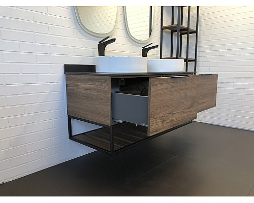 Тумба с раковинами Comforty Порто 120-2 00-00001287 подвесная Дуб темно-коричневый