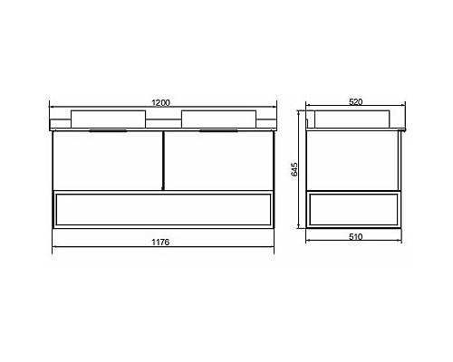 Тумба с раковинами Comforty Порто 120-2 00-00001287 подвесная Дуб темно-коричневый