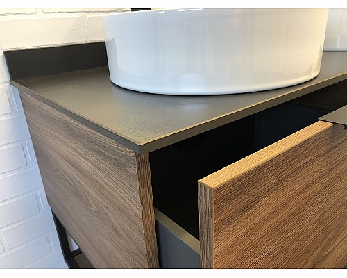 Тумба с раковинами Comforty Порто 120-2 00-00001287 подвесная Дуб темно-коричневый