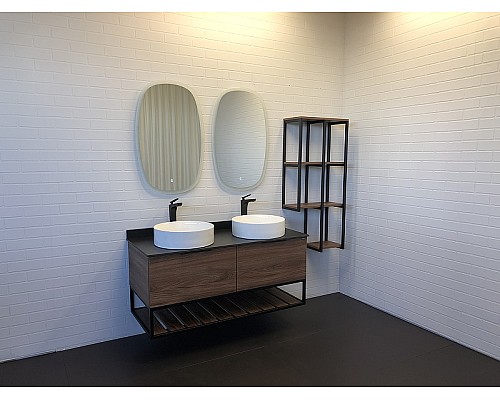 Тумба с раковинами Comforty Порто 120-2 00-00001287 подвесная Дуб темно-коричневый