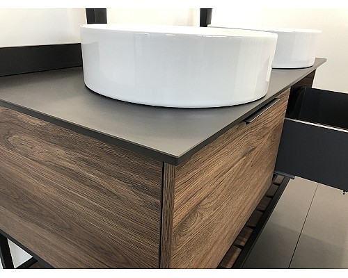 Тумба с раковинами Comforty Порто 120-2 00-00001287 подвесная Дуб темно-коричневый