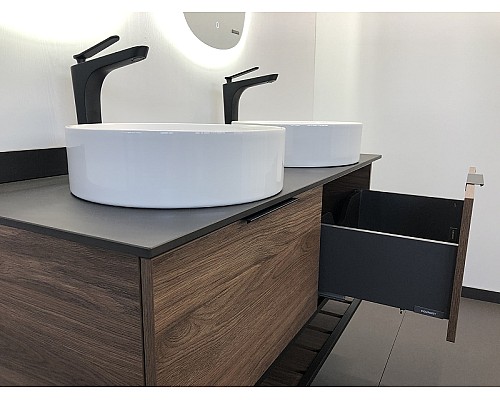 Тумба с раковинами Comforty Порто 120-2 00-00001287 подвесная Дуб темно-коричневый