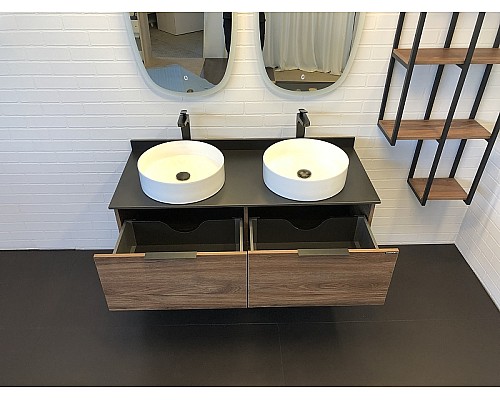 Тумба с раковинами Comforty Порто 120-2 00-00001287 подвесная Дуб темно-коричневый