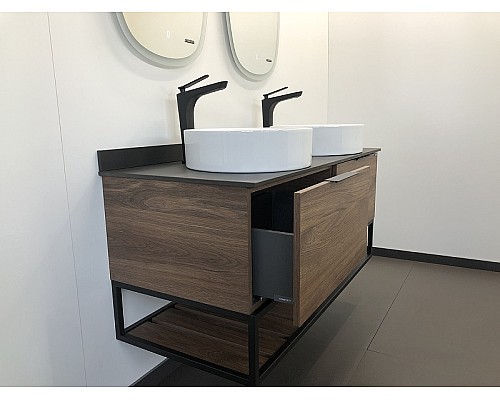 Тумба с раковинами Comforty Порто 120-2 00-00001287 подвесная Дуб темно-коричневый