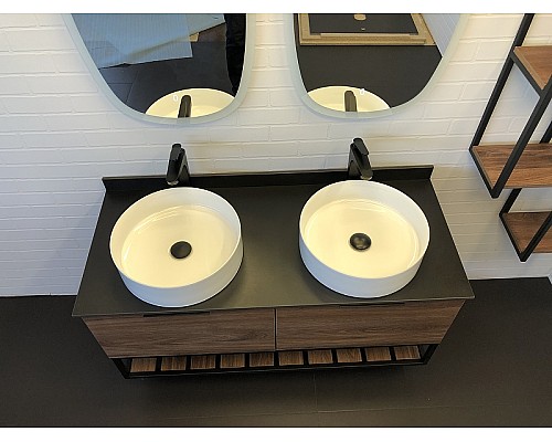 Тумба с раковинами Comforty Порто 120-2 00-00001287 подвесная Дуб темно-коричневый