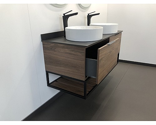 Тумба с раковинами Comforty Порто 120-2 00-00001287 подвесная Дуб темно-коричневый