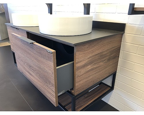 Тумба с раковинами Comforty Порто 120-2 00-00001287 подвесная Дуб темно-коричневый