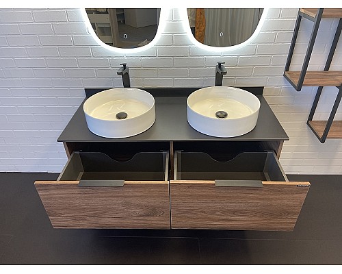 Тумба с раковинами Comforty Порто 120-2 00-00001287 подвесная Дуб темно-коричневый