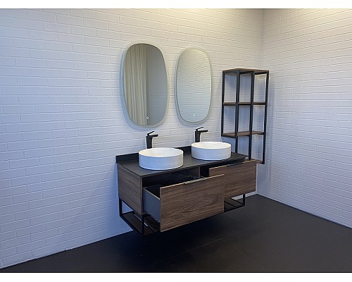 Тумба с раковинами Comforty Порто 120-2 00-00001287 подвесная Дуб темно-коричневый