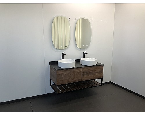 Тумба с раковинами Comforty Порто 120-2 00-00001287 подвесная Дуб темно-коричневый