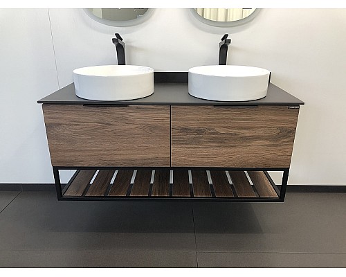 Тумба с раковинами Comforty Порто 120-2 00-00001287 подвесная Дуб темно-коричневый