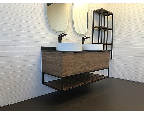 Тумба с раковинами Comforty Порто 120-2 00-00001287 подвесная Дуб темно-коричневый