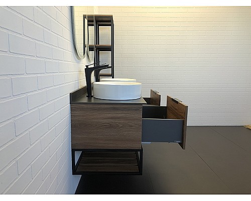 Тумба с раковинами Comforty Порто 120-2 00-00001287 подвесная Дуб темно-коричневый