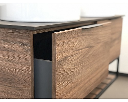 Тумба с раковинами Comforty Порто 120-2 00-00001287 подвесная Дуб темно-коричневый