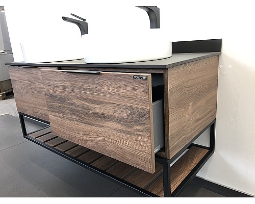 Тумба с раковинами Comforty Порто 120-2 00-00001287 подвесная Дуб темно-коричневый