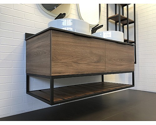 Тумба с раковинами Comforty Порто 120-2 00-00001287 подвесная Дуб темно-коричневый