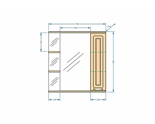 Зеркальный шкаф Stella Polar Кармела 75 SP-00000182