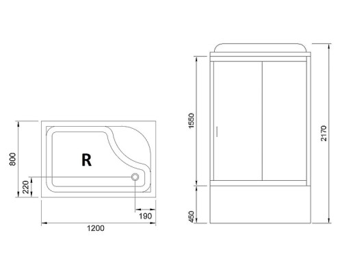Душевая кабина Royal Bath 120x80 RB8120BP5-WC-R без гидромассажа
