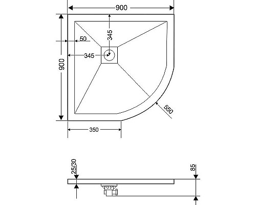 Душевой поддон из искусственного камня RGW Stone Tray STR-099W 90х90 16153099-01 Белый