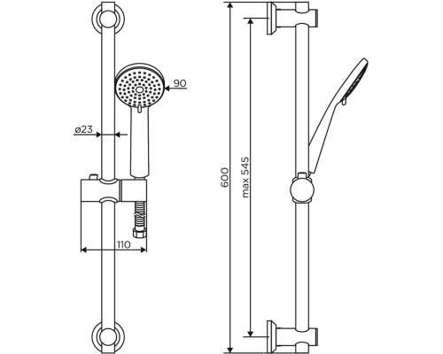 Душевой гарнитур Dorff Logic D0103000SS Нержавеющая сталь