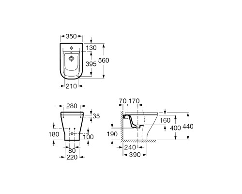 Биде Roca The Gap 357474000 напольное