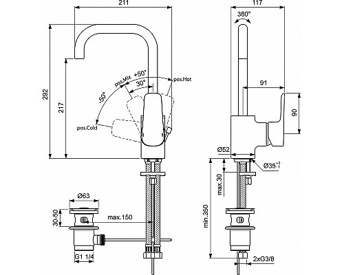 Смеситель для раковины Ideal Standard Ceraplan III B0706AA Хром