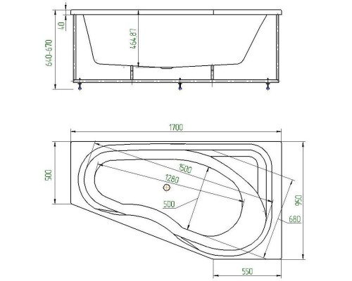 Акриловая ванна Aquatek Медея 170x95 R MED180-0000038со слив-переливом