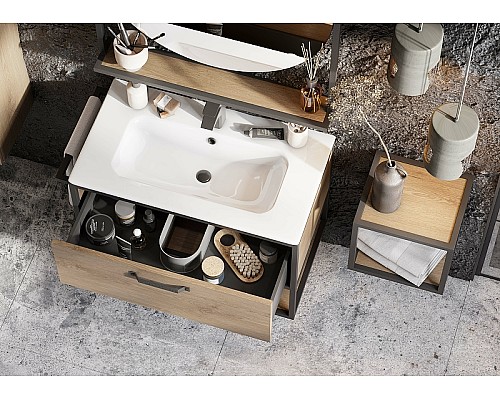 Тумба под раковину Aquaton Лофт Фабрик 80 1A242401LTDY0 подвесная Дуб кантри