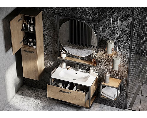 Тумба под раковину Aquaton Лофт Фабрик 80 1A242401LTDY0 подвесная Дуб кантри