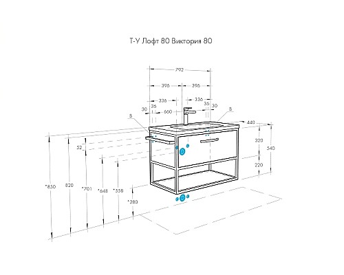 Тумба под раковину Aquaton Лофт Фабрик 80 1A242401LTDY0 подвесная Дуб кантри