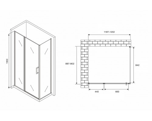Душевой уголок Abber Sonnenstrand 120x90 профиль Черный стекло прозрачное