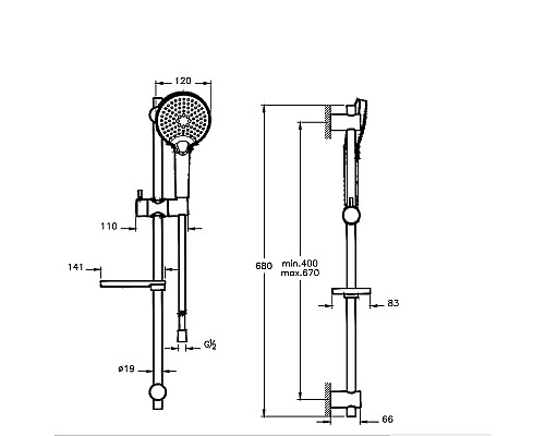Душевой гарнитур Vitra Bliss A4574336EXP Черный матовый