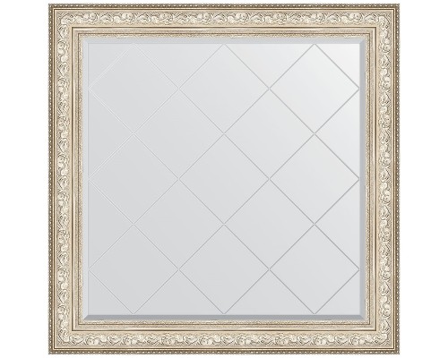 Зеркало Evoform Exclusive-G 110х110 BY 4469 с гравировкой в багетной раме - Виньетка серебро 109 мм