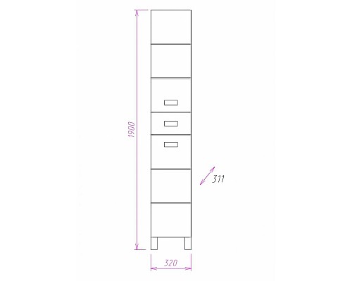 Шкаф пенал Onika Балтика 32.11 403214 Белый