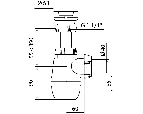 Сифон для раковины Wirquin Минор 30718048 Нержавеющая сталь