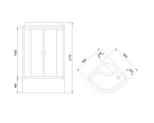 Душевая кабина Royal Bath ВК 90x90 с гидромассажем стекло матовое