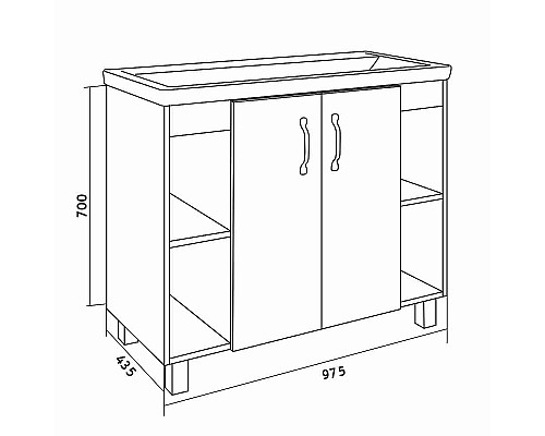 Тумба под раковину Grossman Флай 100 101002 Дуб сонома Серая