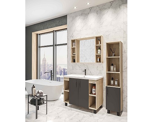 Тумба под раковину Grossman Флай 100 101002 Дуб сонома Серая